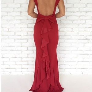 Sheshow- Backless Dress with Large Red Bow